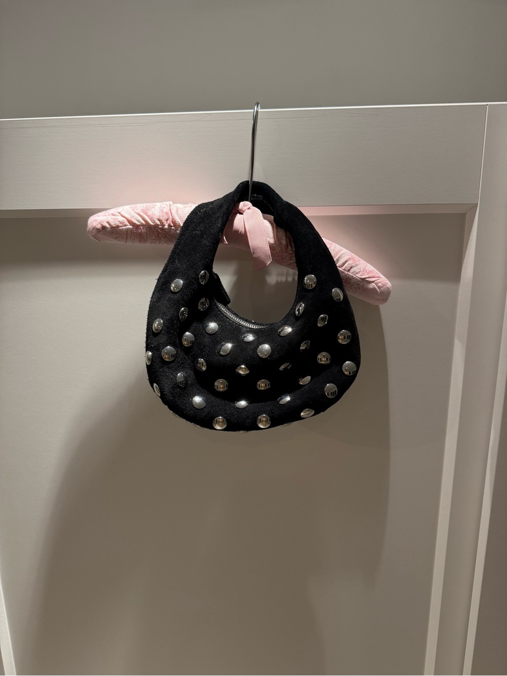 Madewell Black Suede Mini Hobo with Silver Studs - Picture 3 of 6